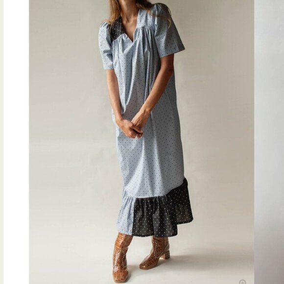 Tigre et Tigre | Rolf Dress Polka Dot Asymmetrical Popover Maxi Dress Size XS/S - Picture 2 of 10